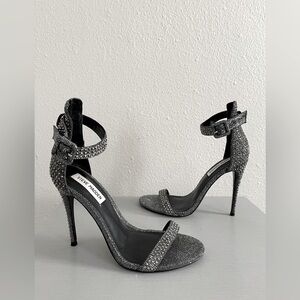 STEVE MADDEN Women's Black Mischa Rhinestone High Heel Sandals, size 7M